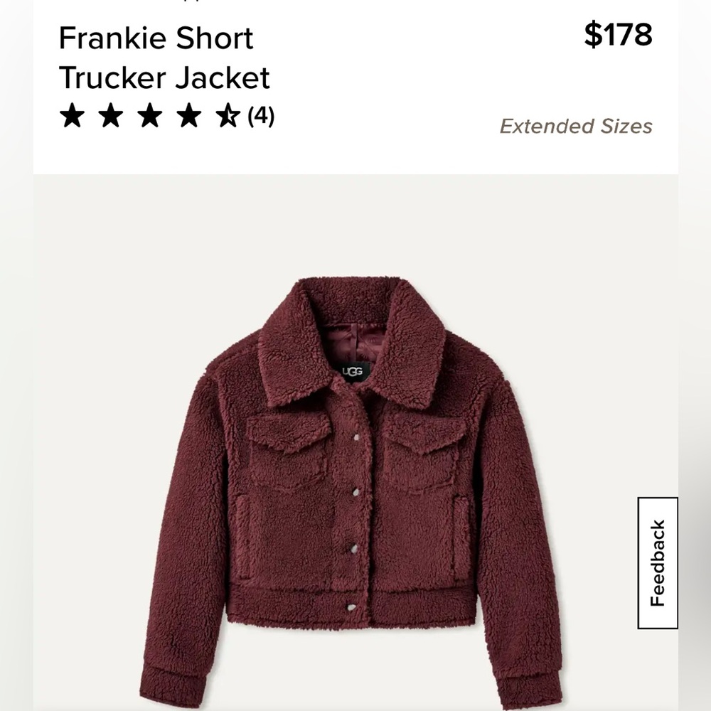 UGG burgundy Teddy Jacket